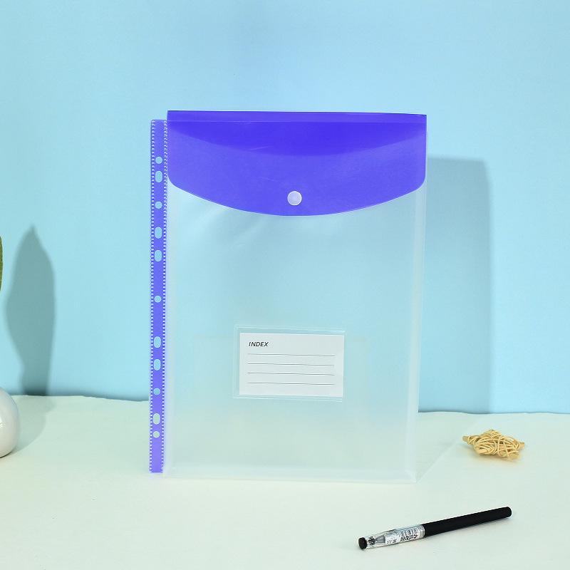 Прозрачный файл-папка A4 на 11 отверстий с кнопкой-застежкой и держателем для карт - Цветной органайзер для документов для студентов