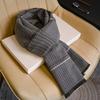 Wool Scarf Men's Winter Knitted Striped Black and White Scarf Versatile Men's Neck Protection Retro Trendy Boyfriend