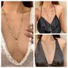 Long Chain Cross Pendant Necklace Bohemian Retro Clavicle Chain Crystal Y-Shaped Necklace Lady