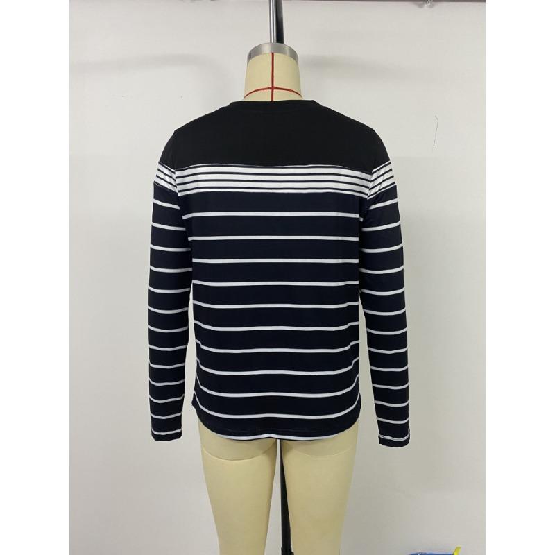 Women's Casual Striped Long Sleeved T-shirt