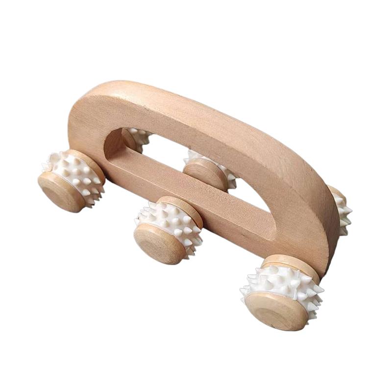 Ручной 6-роликовый массажный ролик для больных мышц, деревянные терапевтические массажные инструменты, деревянный ролик для глубокого массажа тканей