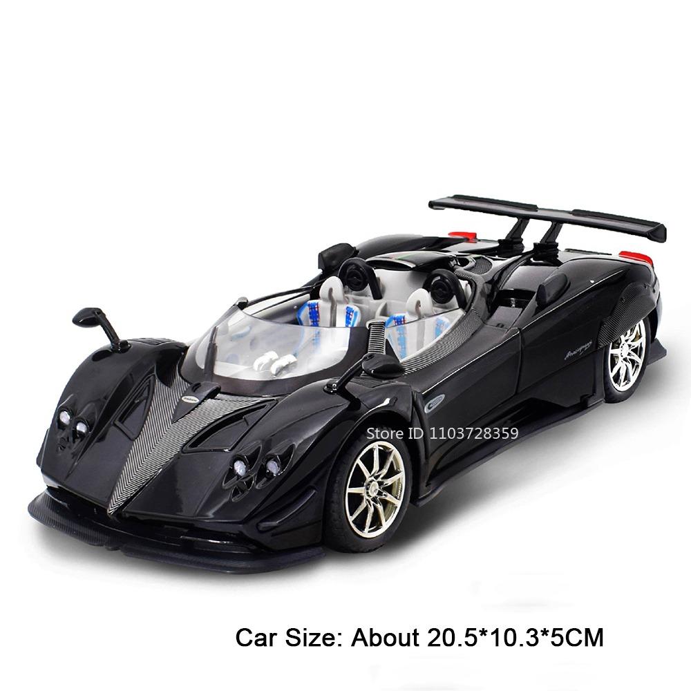 1:24 модели игрушечных спортивных автомобилей Pagani Huayra Zonda, литые из сплава, мини-суперкары, со звуком и светом, открывающиеся двери, инерционный механизм, подарки для мальчиков