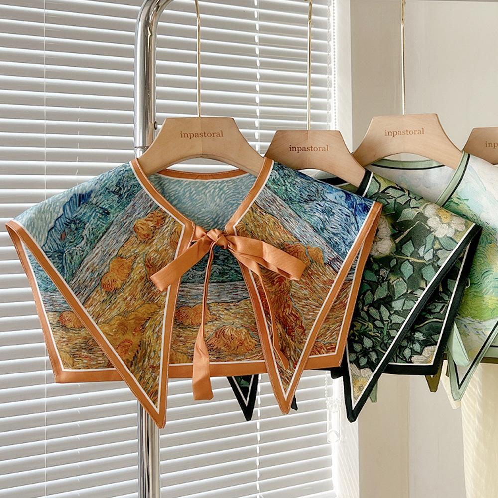 Shawl Fake Collars for Women Detachable Lapel Shirt Bowknots Scarf Girls Summer Dress False Collar Neckwear Cape Corbatas