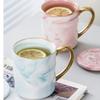 Pink/blue Nordic Style Coffee Mug Marbled Gold Rim Ceramic Mugs Household Breakfast Oatmeal Milk Tea Cup Couple Gifts Water Cups
