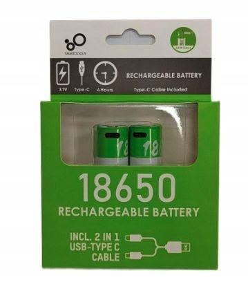 Rechargeable Batteries 18650 Rechargeable Batteries 2 Pcs Charged With Usb-C Cable