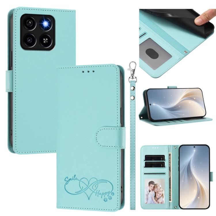 Happy Heart Pattern Magnetic Closure Vegan Leather Phone Case With Wrist Strap For ZTE Blade A56 4G