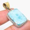 Natural Republic Larimar Gemstone 925 Solid Sterling Silver Pendant 1.75" q1D61