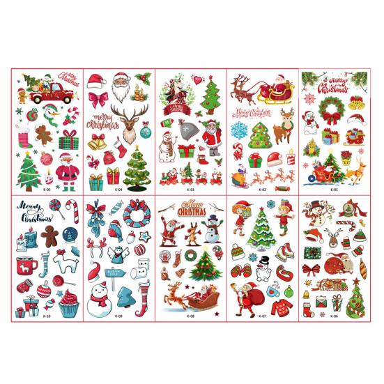 10 шт., рождественские татуировки, наклейки, милый мультфильм, Санта-Клаус, снеговик, Лось, медведь, рождественская елка, детские наклейки