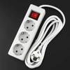 2/3/5Meters Cord EU Plug Power Strip EU Extension Electric Cord 3/4/5 Holes EU Standard German Type Socket Power Strip Wire with Switch DE Plug 1800W