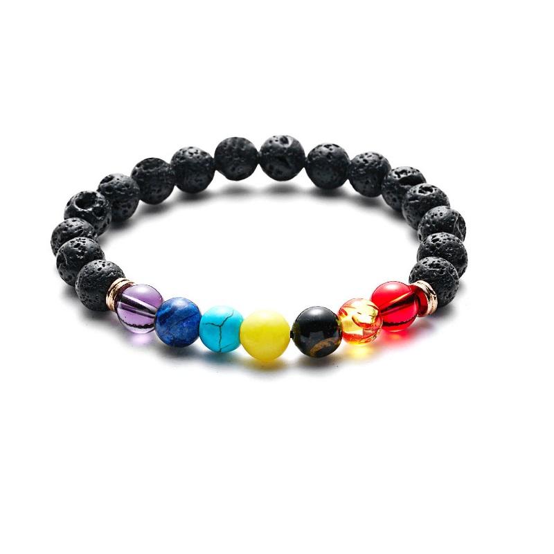 7 Chakra Bracelet Men Black Lava Tiger Eye Stones Healing Balance Beads Reiki Buddha Prayer Natural Stone Yoga Bracelets