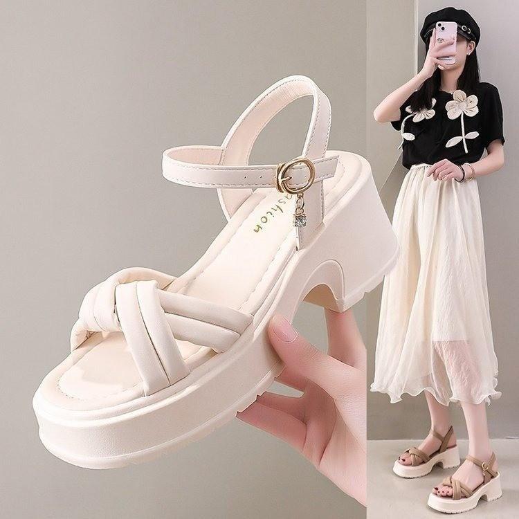 Platform sandals women's 2025 new summer with skirt fairy sandals French beautiful sandals outer wear generation
