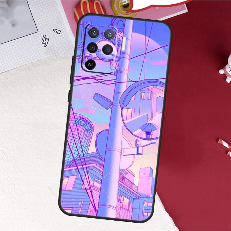 Пастельный чехол для Oppo A18 A98 A38 A58 A78 A60 A80 A40 A96 A76 A16 A94 A74 A54 A15 A17 A57 A77 A5 Pro, город Киото, Япония