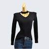 And Winter Halterneck V-neck Slim-Fit Long Sleeve Knitting Sweater Pullover All-Matching Thread Pure Color Bottoming Shirt Women's Clothing Tops