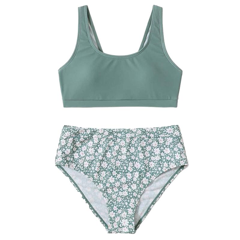 Детский купальник танкини для девочек, пляжный купальник-бикини для девочек, комплект из двух частей