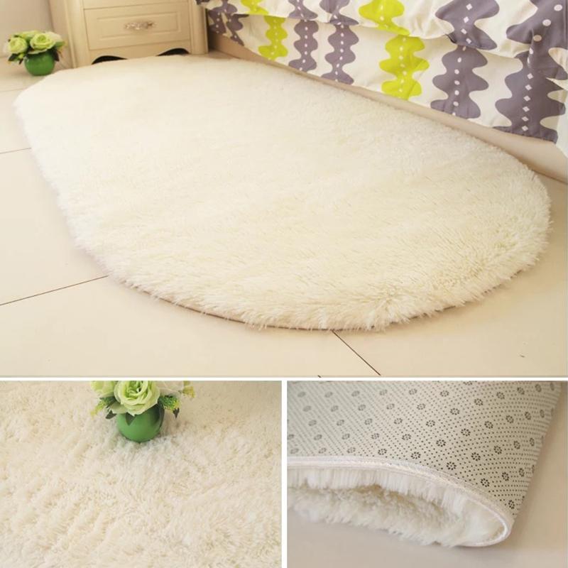 Bedroom Decoration Anti-Slip Home Oval Fluffy Soft Plush Carpet Floor Mat Area Rugs Bedside Shaggy