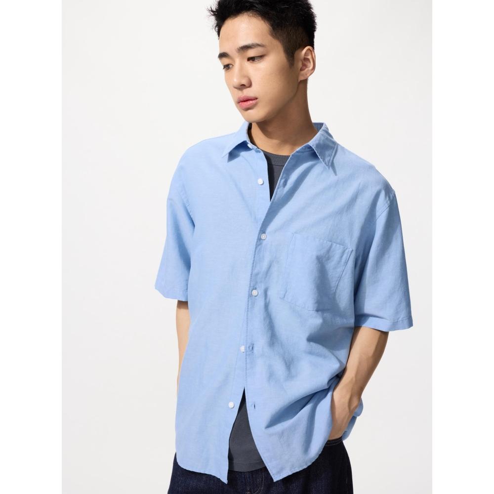 Uniqlo Японская хлопково-льняная рубашка