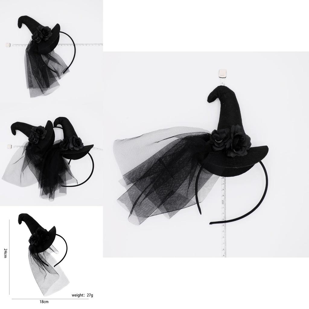 Стильная кружевная повязка на голову для вечеринки на Хэллоуин Французская винтажная шляпа ведьмы с мультяшными элементами привидений ручной работы)