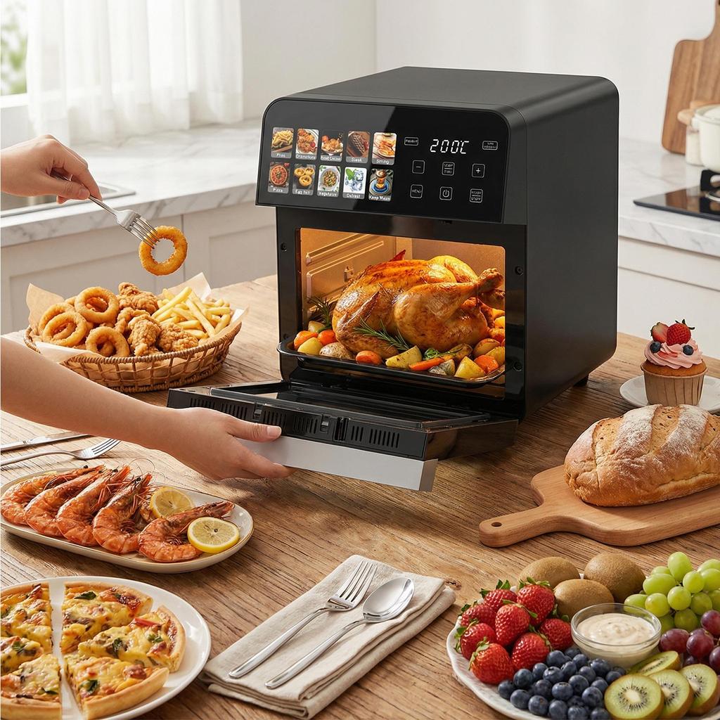 Air Fryer 10L, Large Capacity Oil-Free Air Fryer Oven, 1800W Digital Touchscreen, 8 Preset Cooking Functions, Viewing Window & Interior Light