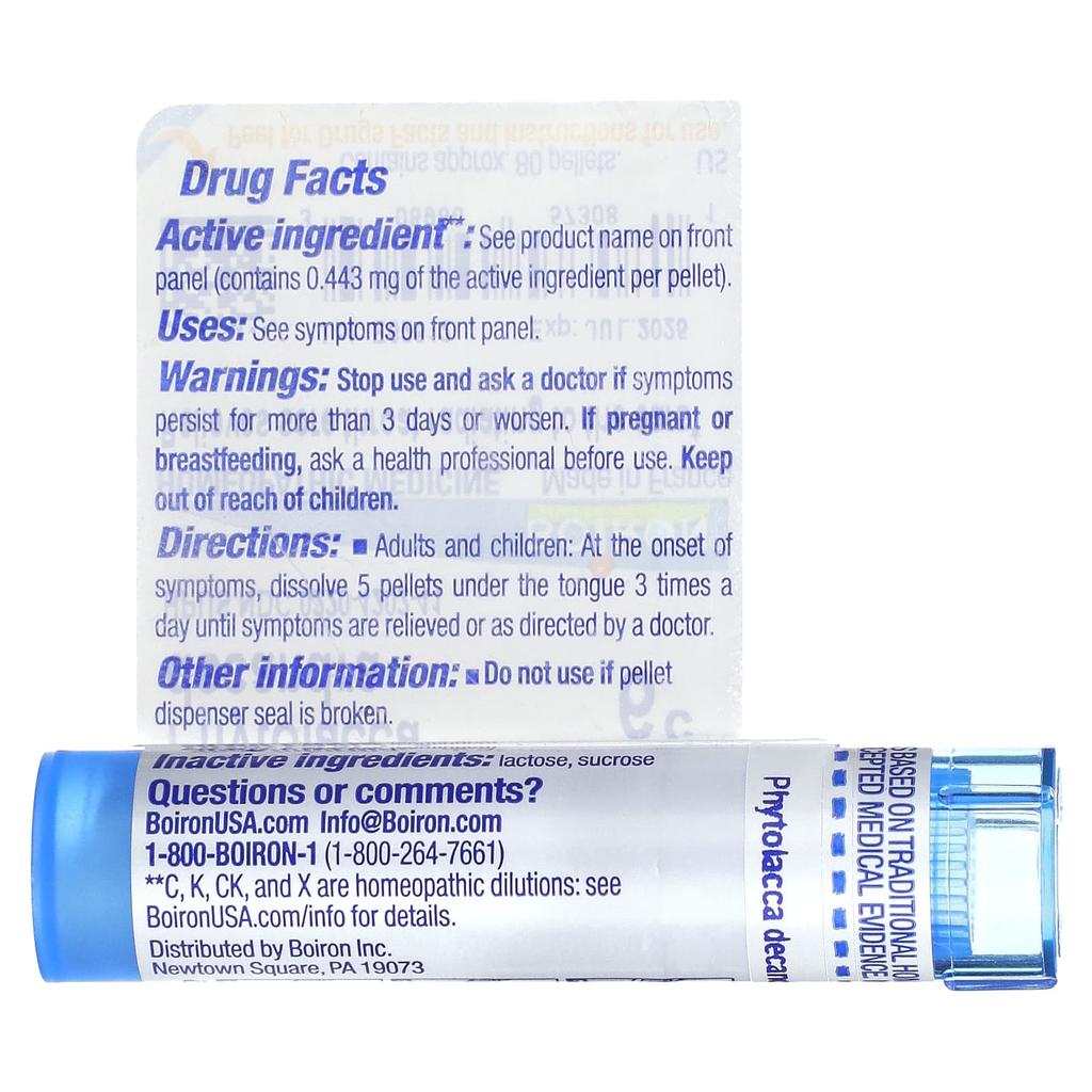 Phytolacca Decandra, 6C, Sore Throat Relief, Approximately 80 Pellets