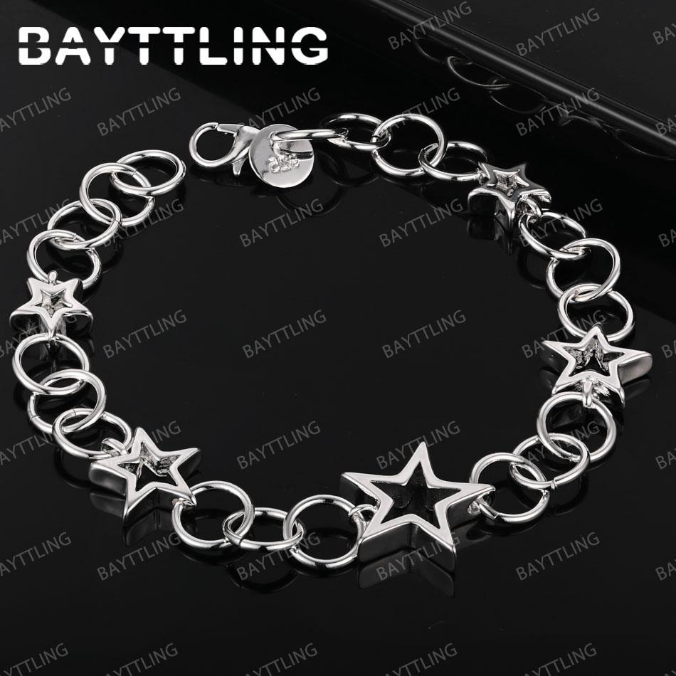 New 925 Sterling Silver Fine 8 Inches Star Bracelet Fashion Women Charm Wedding Jewelry Accessories