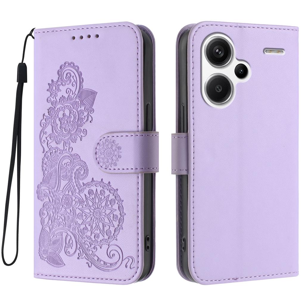 Для Xiaomi Redmi Note 13 Pro+ 5G Чехлы для телефона Кожаный кошелек с цветком мандалы Мобильная крышка со шнурком