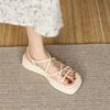 Plus 43 44 Rome Platform Sandals Women Summer Beach Fashion Flat Casual Cross -Tie Open Toe Narrow Band Shoes Rome Sandals
