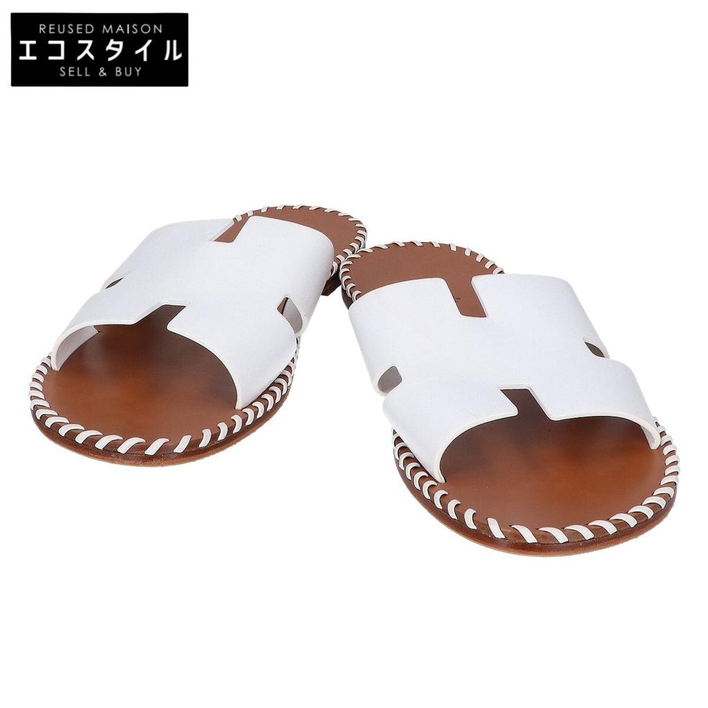 Hermes 221797ZH Oran Tresse Flat Shoes 44 whiteUsed