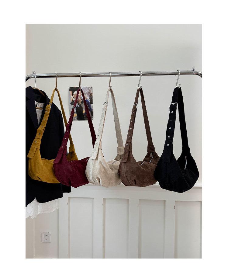 Винтажная замшевая сумка-круассан 2025: Стильная, Универсальная, Вместительная Сумка через плечо