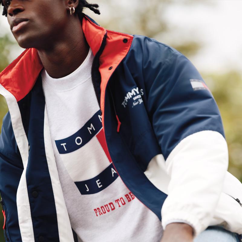 Tommy Hilfiger Windproof Waterproof Retro Color Block Packable Jacket Men Jacket DM0DM22739