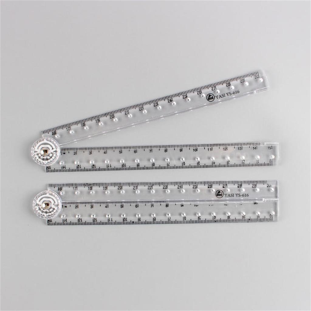 Clear Folding Rulers Drawing Ruler Clearly Centimeters Scale Measuring Length 0-30cm (0-12Inch) for Student Teacher