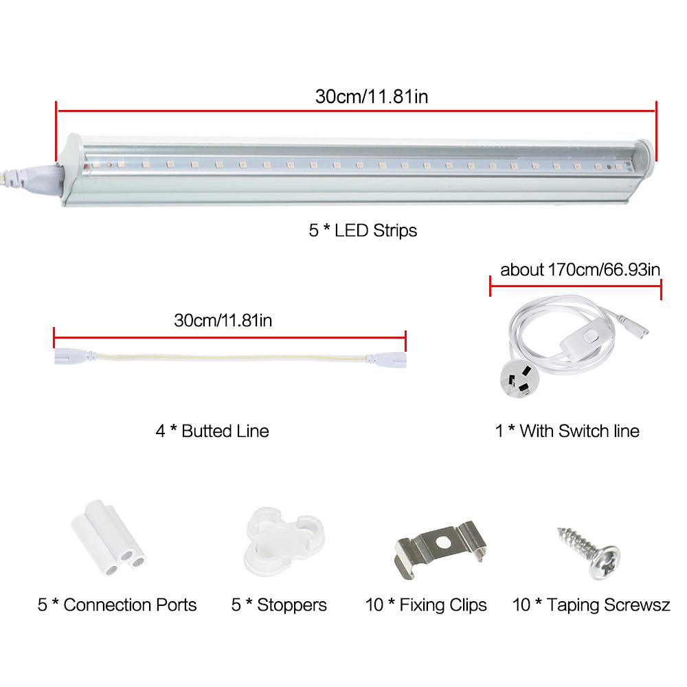 Набор из 5 светодиодных лент для выращивания растений, 5 Вт, T5, трубчатый светодиод для растений, встроенный светильник высокой мощности, выдвижной, 24 шт.