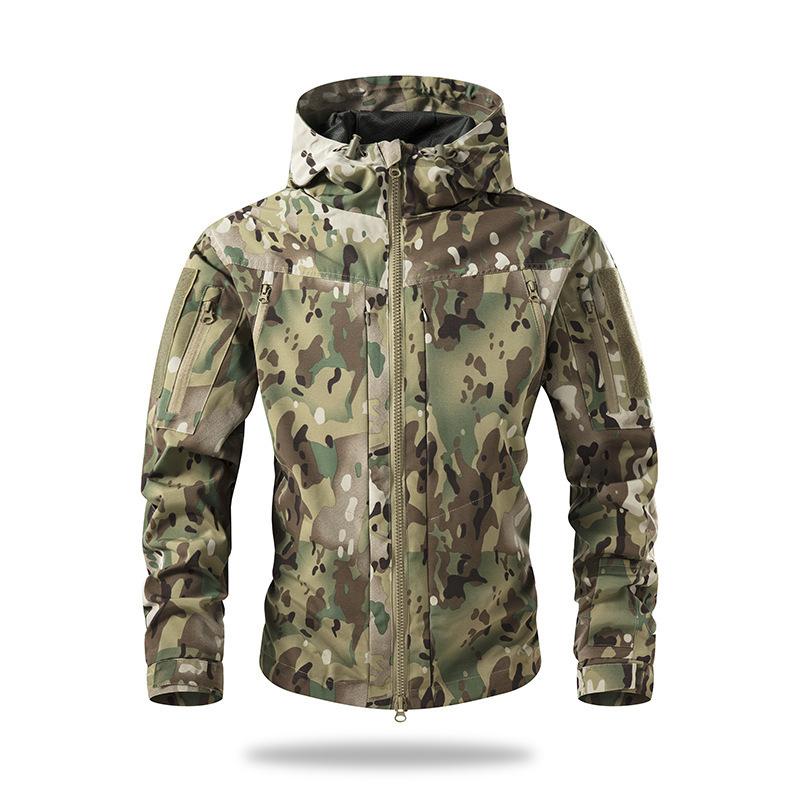 Мужская куртка с капюшоном и камуфляжным принтом, весеннее и осеннее пальто, мужская повседневная водонепроницаемая куртка средней и длинной длины