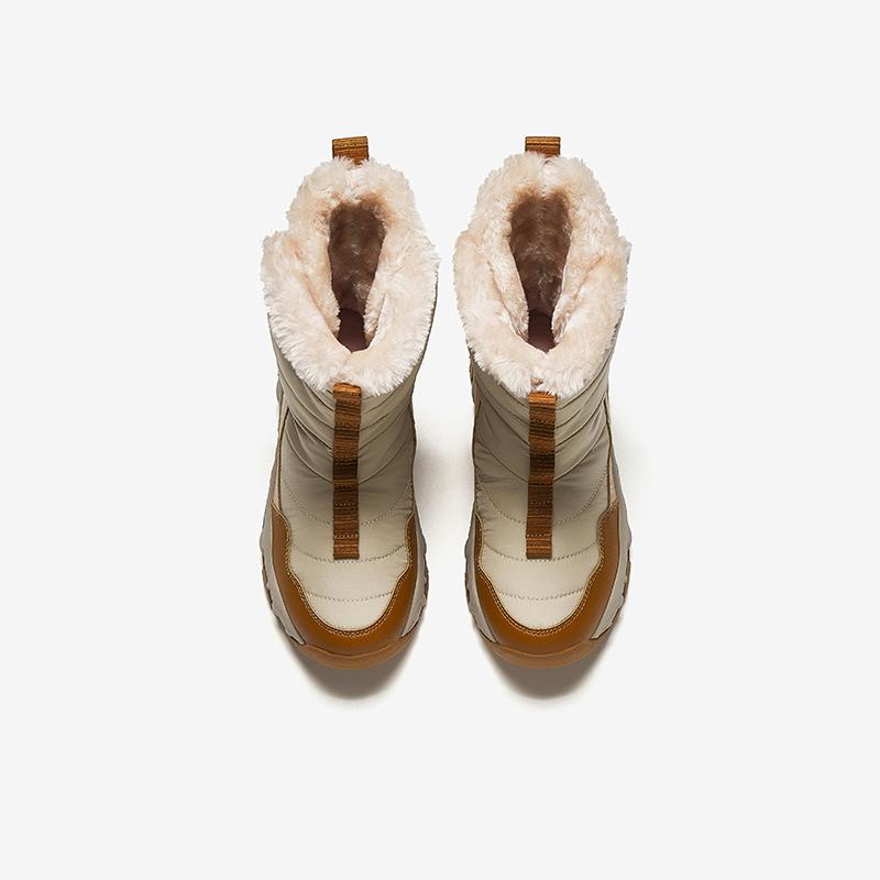 Anta Kids Trendy Fashion Thickened Warm Non-Slip High-Top Boots Kids Boots Two-Tone-Gray Oat-Milk-Brown Whole-Wheat-Brown A22446927-1