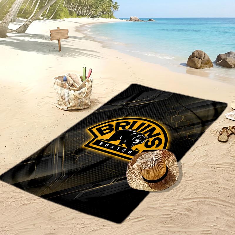 Пляжное полотенце с принтом Boston Bruins Мягкое Портативное Быстросохнущее?Сухое полотенце для бассейна, летнего отпуска, активного отдыха на природе