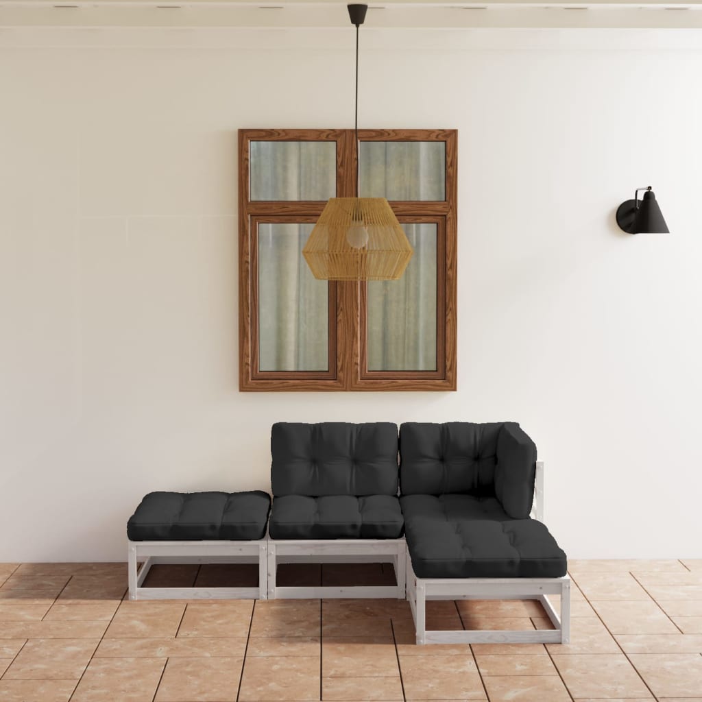 vidaXL 4-tlg. Garten-Lounge-Set mit Kissen Kiefer Massivholz