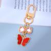 7PCS Pendant Rhinestone Butterfly Keychain Ornaments Key Ring Cute Crystal Bow Key Chain  Bag Decor