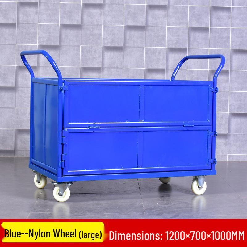 Stackable Guardrail Hand-Push Cart with Cover for Warehouse Logistics and Goods Handling