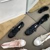 Балетки Женская обувь Сатиновые Летние Туфли Круглый Носок Балетки Бант Пряжка Розовые Элегантные Женские Балетки