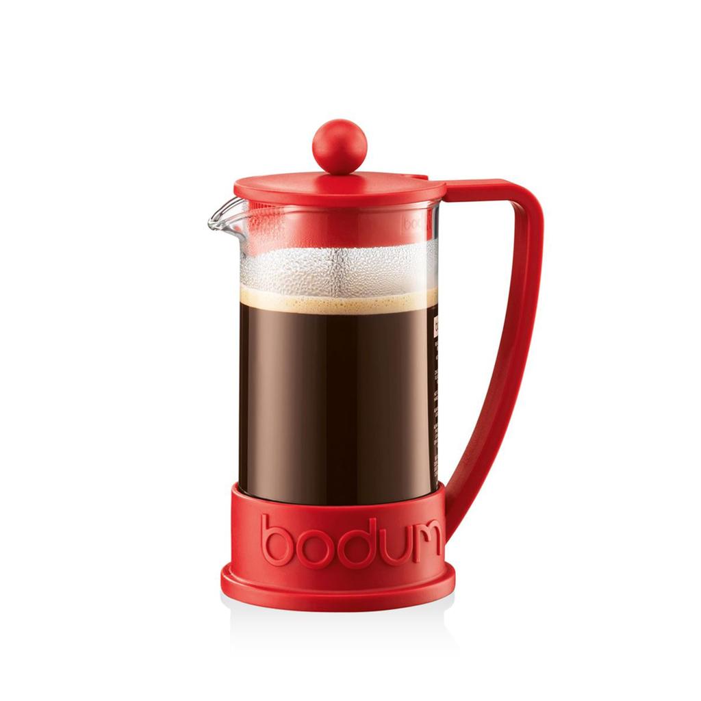 BODUM BRAZIL Френч-пресс для кофе с фильтром из нержавеющей стали и стеклянной колбой для заваривания, 350 мл, красный, стакан, кофе. Продукт,