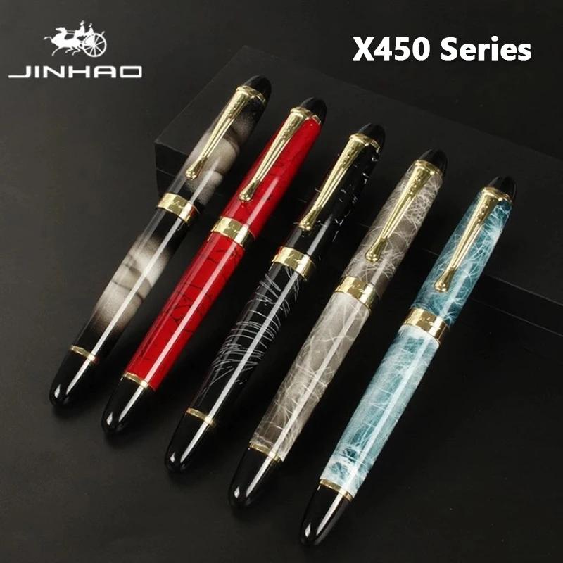 Перьевая ручка Jinhao X450 M/Изогнутое тонкое перо Ираурита Роскошные элегантные ручки Чернила для ручек Канцелярские товары для офиса и школы PK 9019