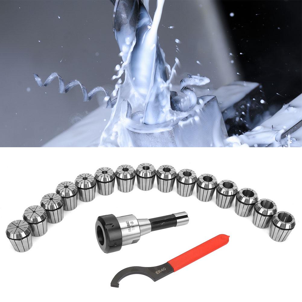 R8ER40 Collet Set R8 Shank Collet Chuck Holder   15Pcs ER40 Collets For Milling Machines