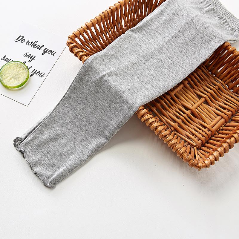 Летнее детское нижнее белье, базовый цвет, модал, детские укороченные брюки с черной грибковой кромкой, детские леггинсы