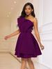 Purple Strapless Mini Dress for Women Sleeveless Sexy Backless A Line High Waist Pleated Weddings Guest Banquets Dresses