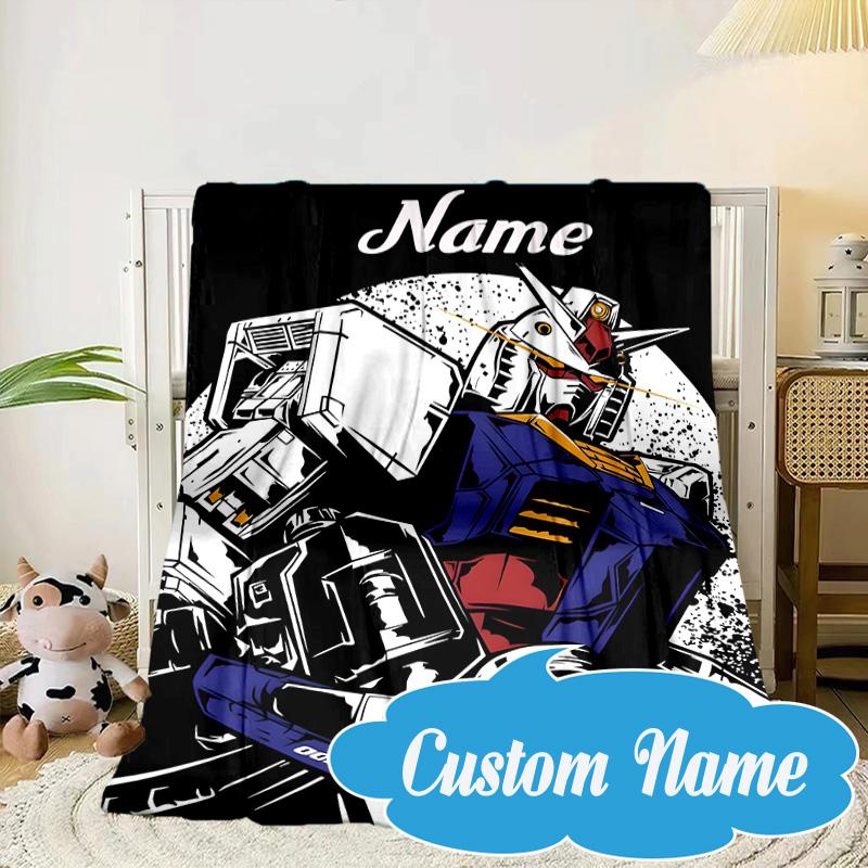 Custom Name Robotic Warrior Adventure Blanket bed sofa Blanket Flannel Blanket for Camping, Hiking, Picnic Essentials,gift for Fan family