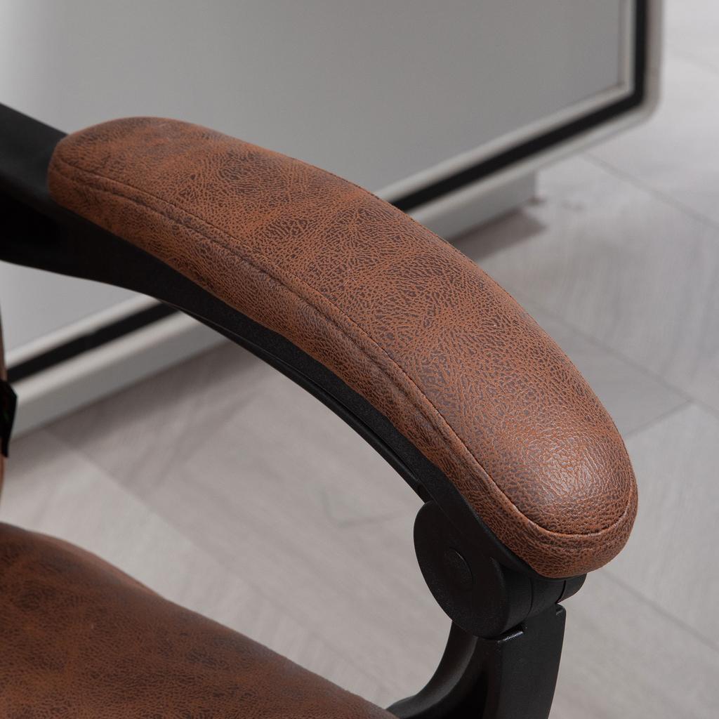 Office Chair, 6 Adjustable Massage Points, Heating, Retractable Footrest, Remote Control, Brown