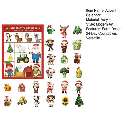Рождественский Адвент-календарь Дизайн на фермерскую тематику 24-дневный обратный отсчет Украшение Детский сюрприз