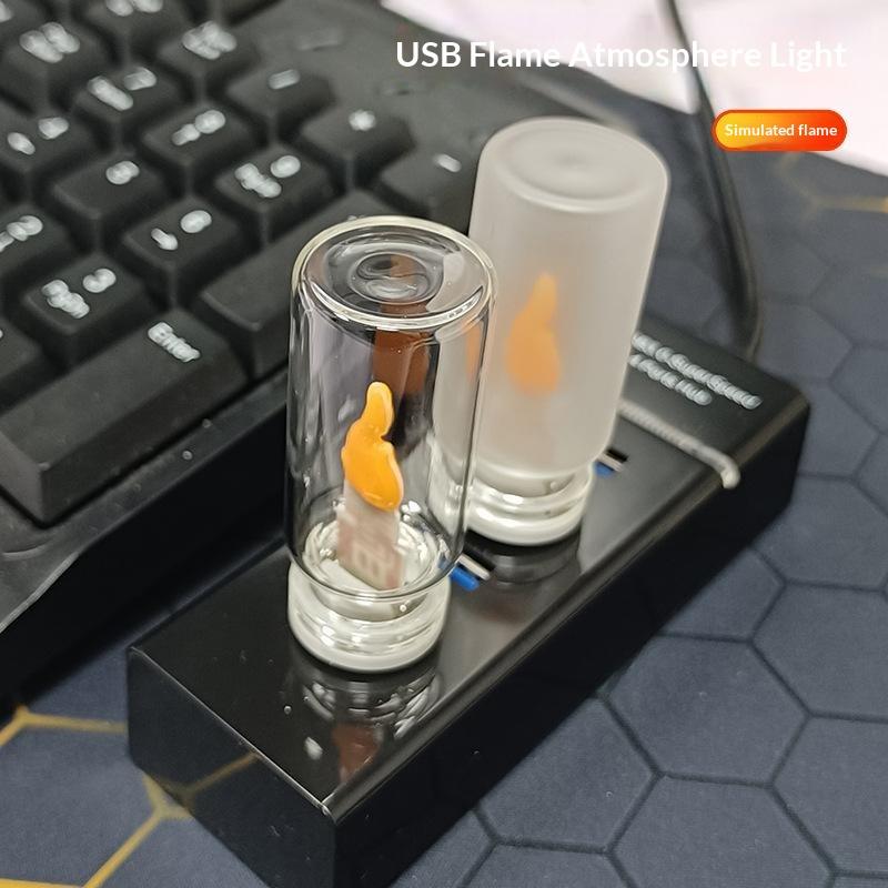 USB Беспламенная мерцающая светодиодная свеча Ночник Матовое стекло Портативная лампа для праздничной вечеринки Дома Автомобиля Декор