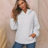 Autumn Solid Color Women's Hooded Sweatshirt with Casual Style Pockets Quilted Long Sleeved Top