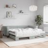 VidaXL Daybed and Trundle Bed and Mattress Light Grey 100x200 Cm Velvet 3197802