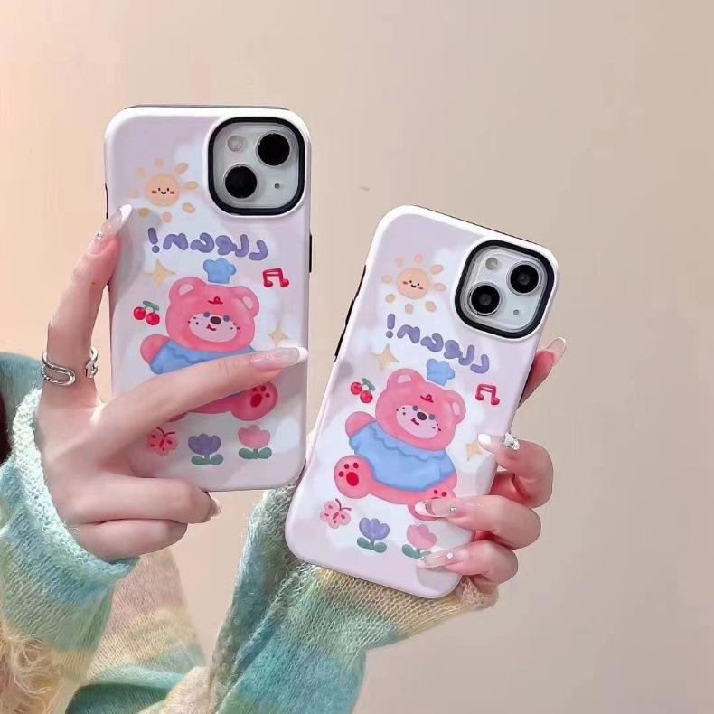 Применимо к чехлу для мобильного телефона Apple 11Pro iPhone11promax новый чехол-пленка 2-в-1 вишневый сидящий медведь